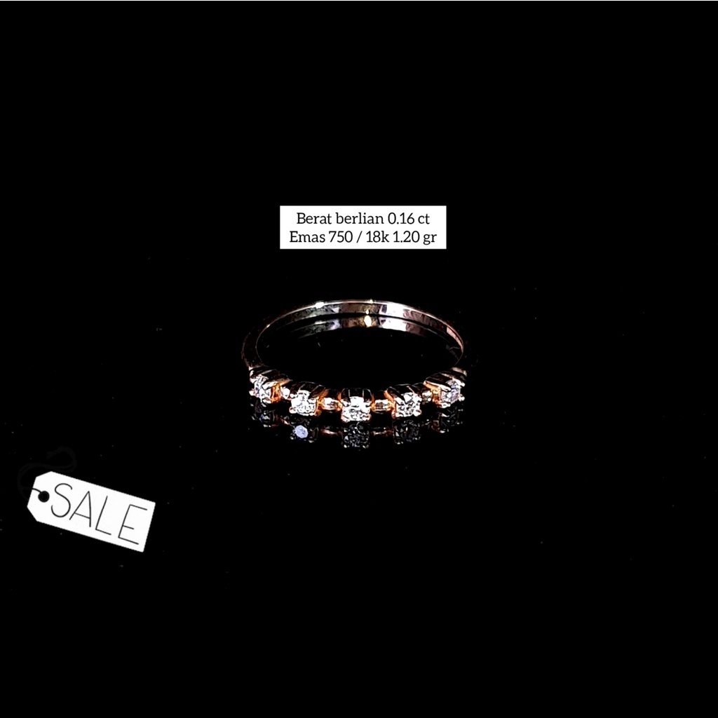 SALE CINCIN BERLIAN LISTRING 0.16 CT BAHAN EMAS 750 KODE 1127