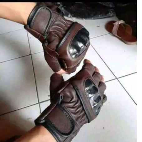 sarung tangan kulit asli / sarung tangan motor batok sixsax coklat