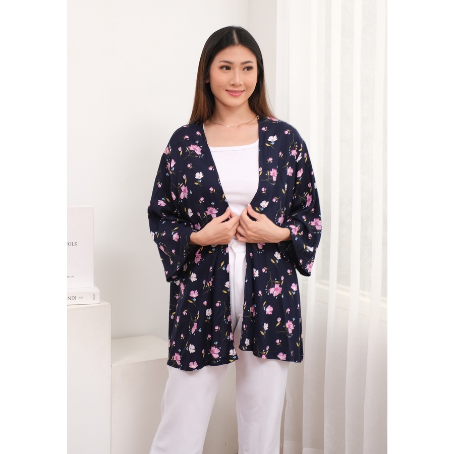 Cardigan Kimono Outer Flower , Cardigan Wanita Oversize, cardigan Wanita Katun