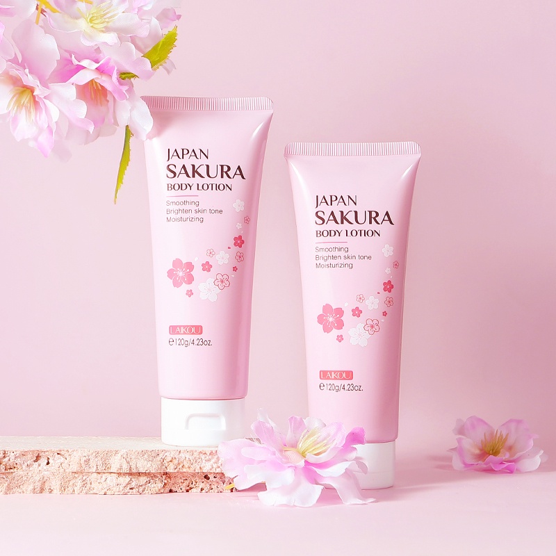 LAIKOU Japan Sakura Body Lotion Mencerahkan Menghilangkan Kerut Pelembab 120g