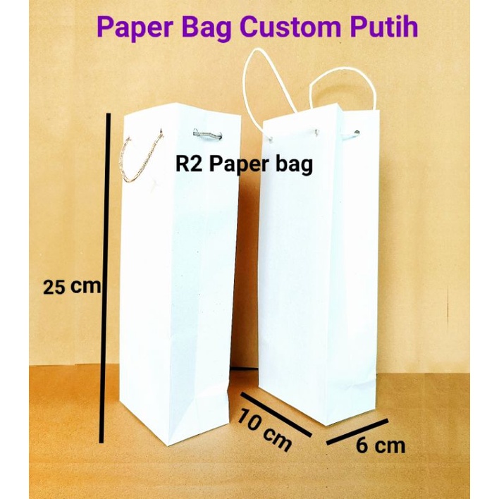 

Paper bag Custom Putih polos Ukuran 10x25 Tas kertas Souvenir murah