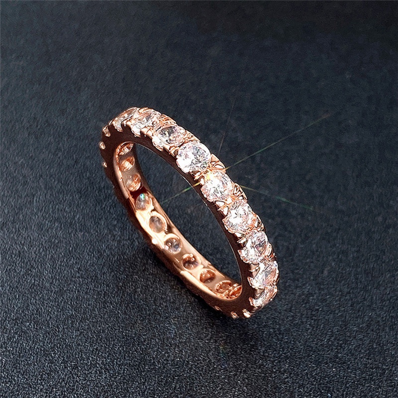 Cincin Batu Cubic Zirconia Bentuk Bulat Untuk Wanita