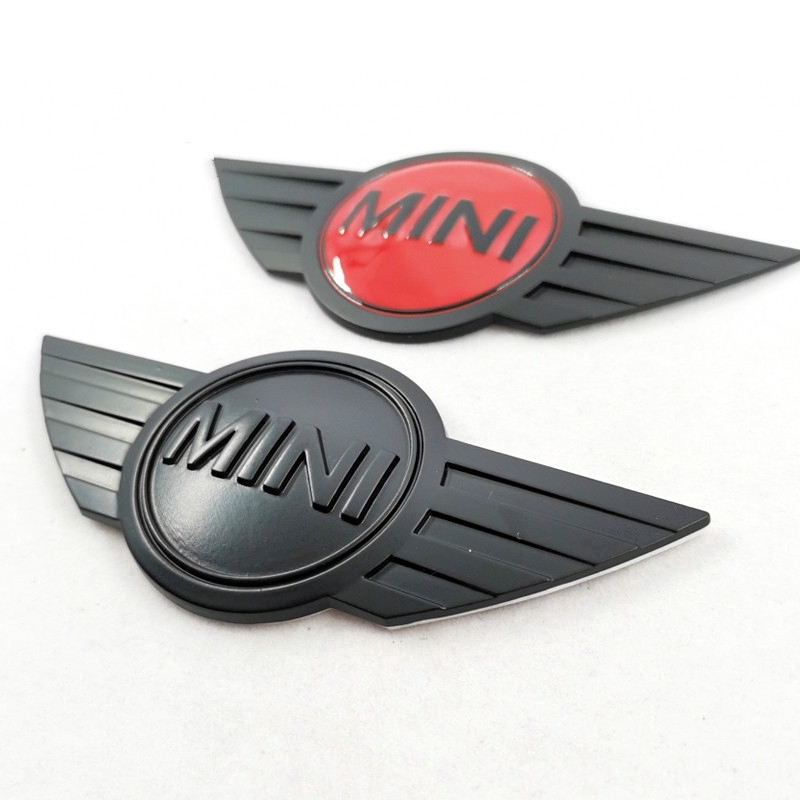 1pc Stiker Emblem Logo Sayap Mini Bahan Metal Untuk Mini Cooper