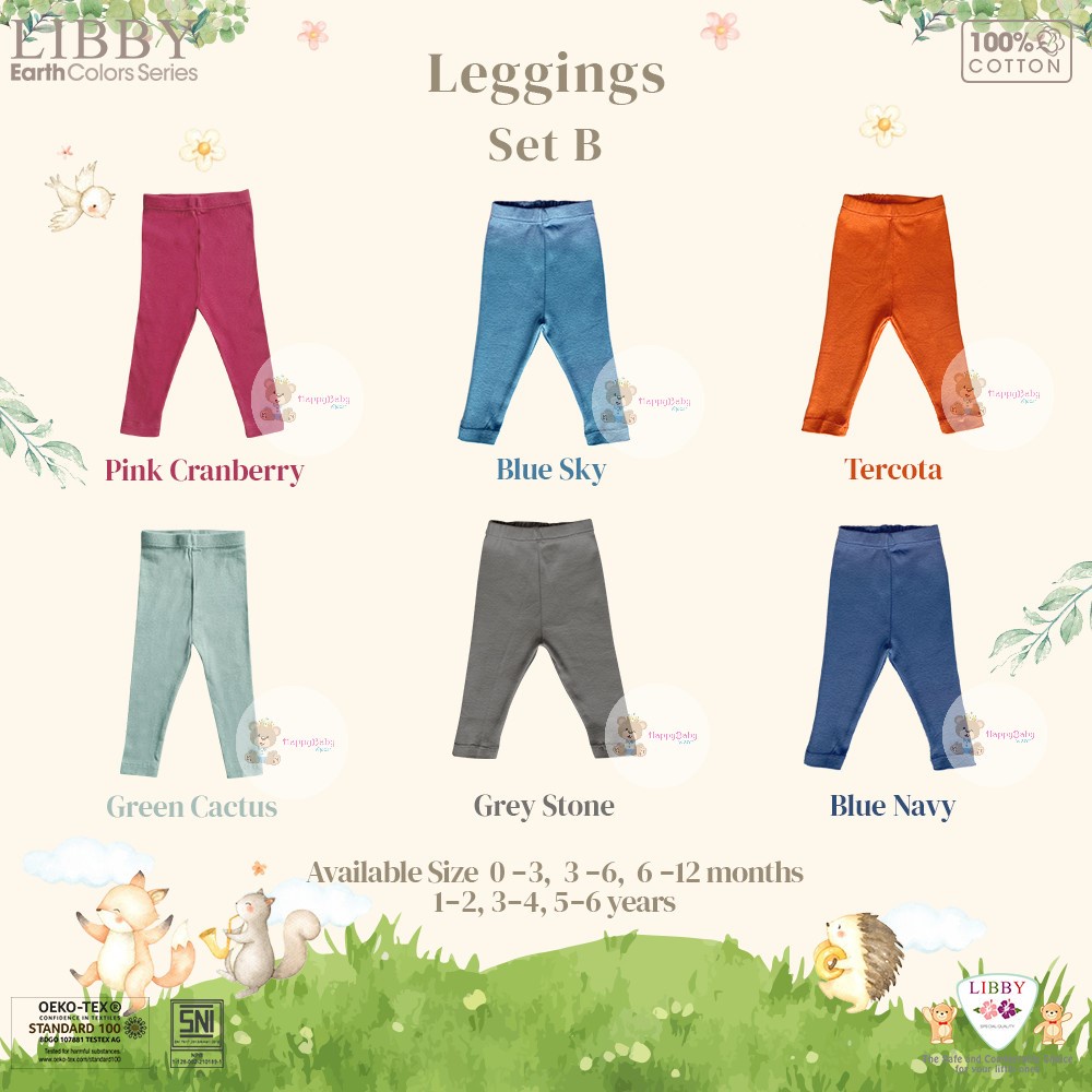 Libby 1 Pcs Legging Bayi Earth Color New Born / Anak 100% Cotton Libby Baby leging