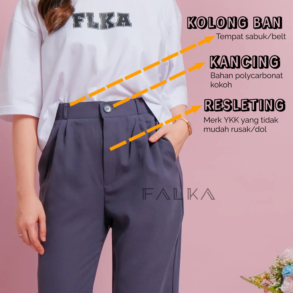 Celana Kulot Loose Pants HW Highwaist Cullote Pants Wanita Wide Leg Kaki Lebar