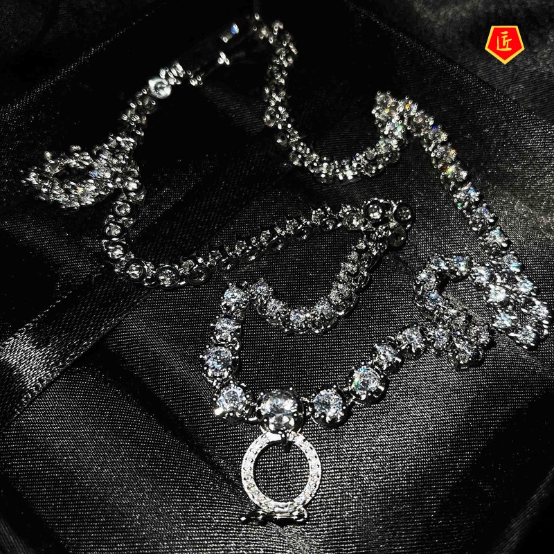 [Ready Stock]Zircon Universal Necklace 18K Platinum High-End Jewelry Pendant