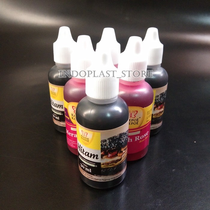 

Pewarna Makanan Merah Rose Hitam Koepoe Koepoe / Food Coloring Kupu Kupu 30ml