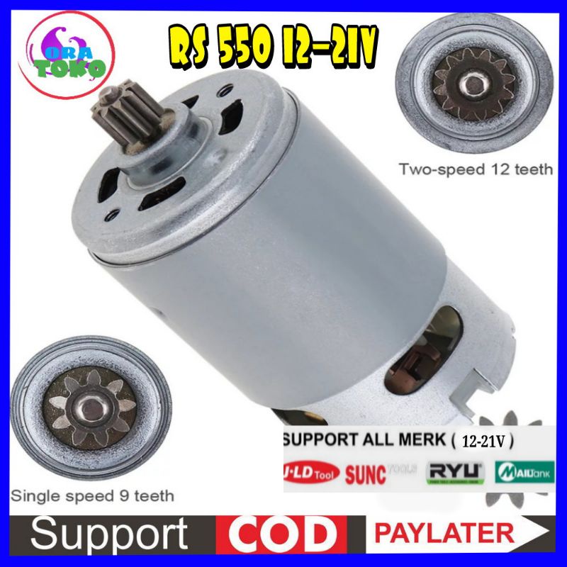 Motor dinamo dc rs550 bor cordless 12v 14,4v 16,8v 18v  (jld,xenon,nrt pro,orion,nagawa,ryu,benz) 10
