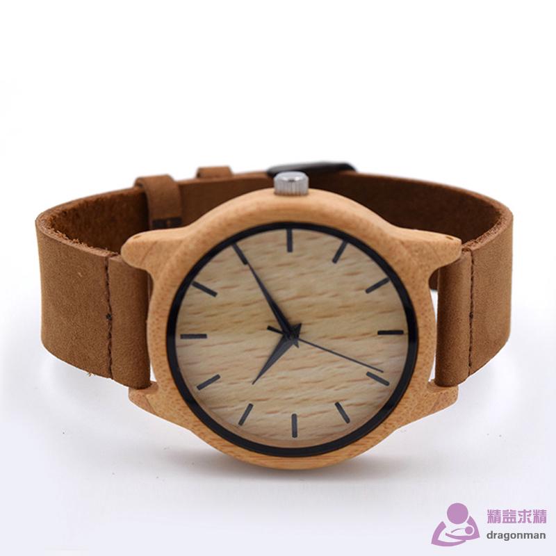 Naga Jam  Tangan Casual Quartz Analog Bahan Kayu  Bambu  