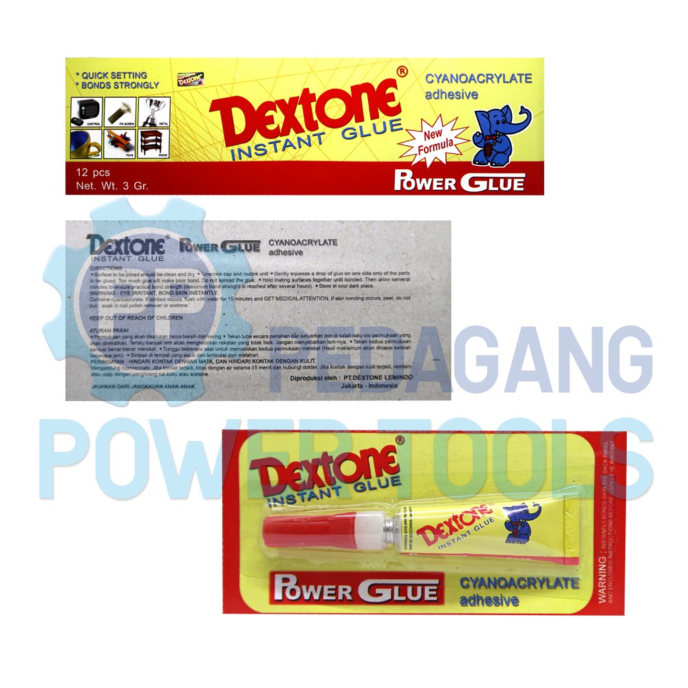 DEXTONE POWER GLUE LEM INSTAN BESI KAYU SERBAGUNA CYANOACRYLATE SATUAN