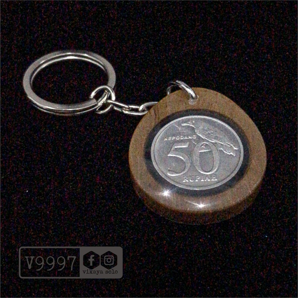 [V9997] Gantungan Kunci Koin 50 Rupiah Burung Aluminium Tahun 2002