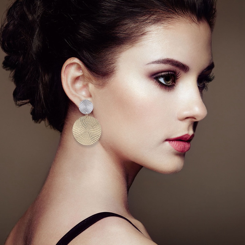 Anting Liontin Lingkaran Besar Warna Matching Untuk Perhiasan Wanita