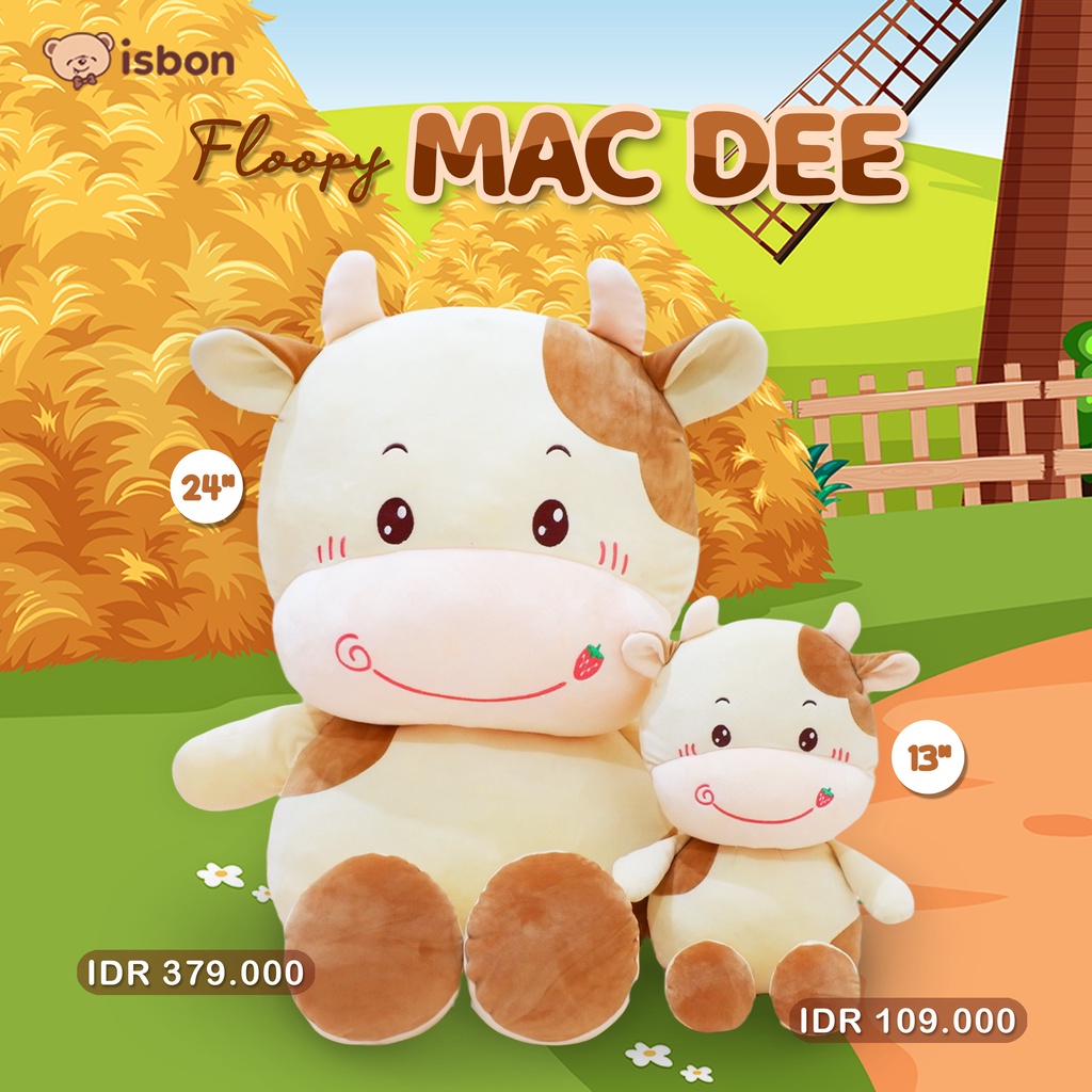 Boneka Jumbo Sapi Moo Cow Mac Dee Floopy Karakter Lucu Cocok Untuk Hadiah By Istana Boneka