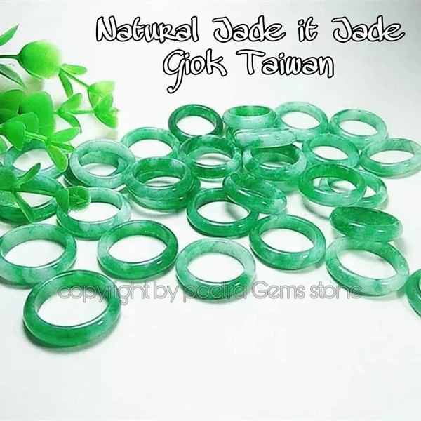 Cincin Pria Wanita Natural Giok Taiwan Asli Jade It Jade