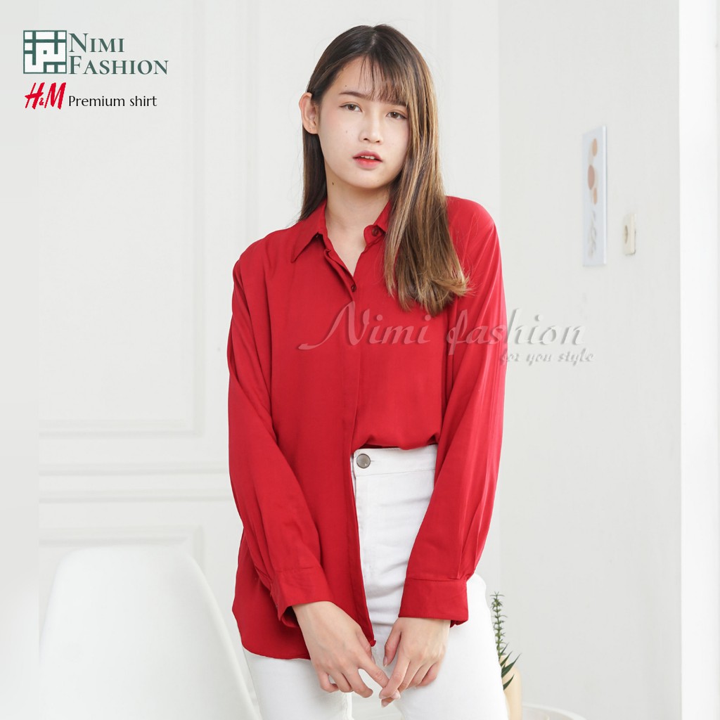 Kemeja Wanita Casual / HnM Basic Shirt / Atasan Kemeja Wanita / Kemeja Polos Wanita Premium