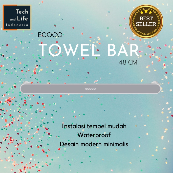 Ecoco Gantungan Handuk Kamar Mandi Dapur Tempel Towel Bar - Abu-abu