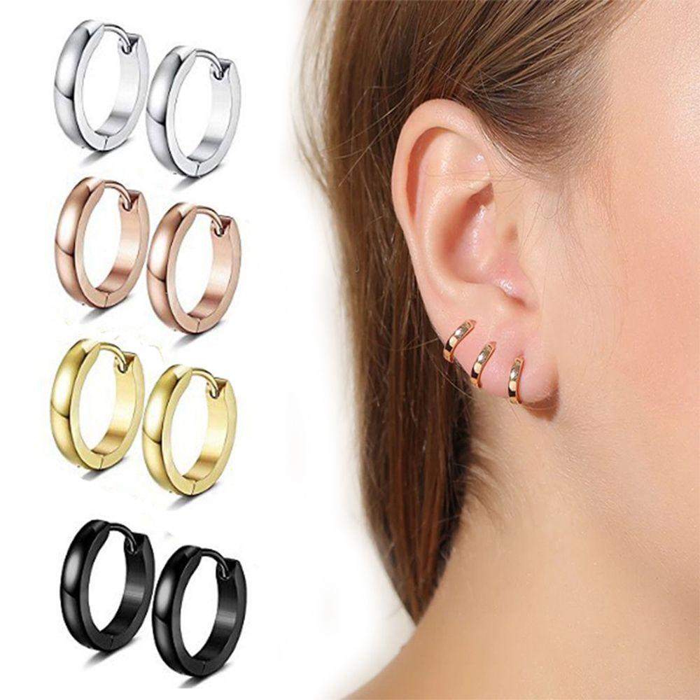 NICKOLAS1 Anting Warna Emas Gadis Wanita Hadiah Hip-hop Slim Ear Clip