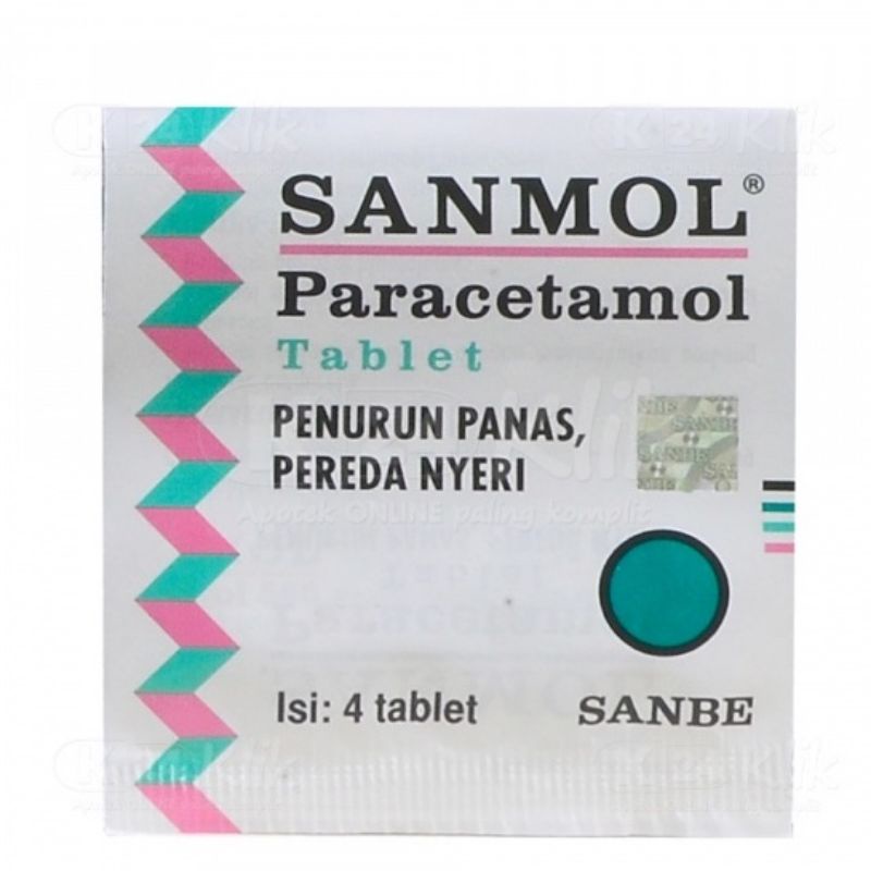 SANMOL TABLET STRIP 4 TABLET Obat penurun panas pereda nyeri