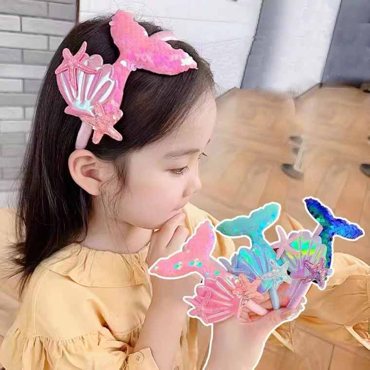 F39 Bando Anak Korea Mermaid Jepitan Pita Aksesoris Rambut Anak Korea Lucu Terbaru