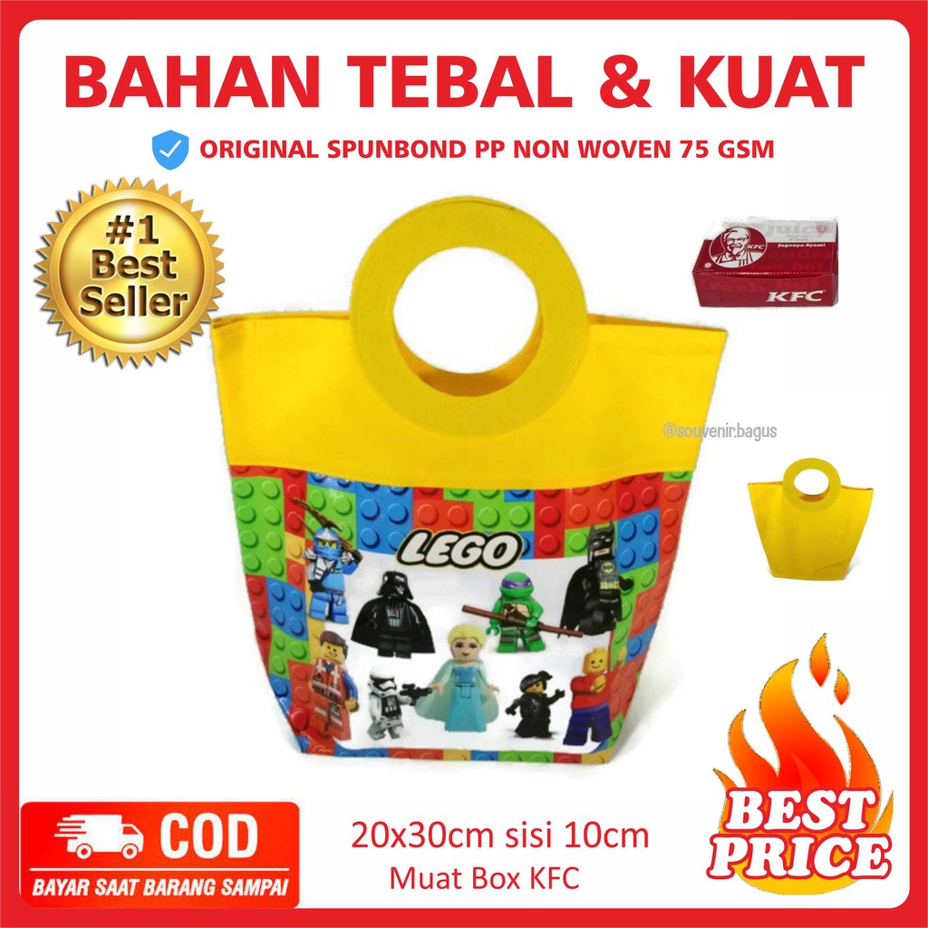

Tas Ultah Lego / Tas Souvenir Ulang Tahun Unik Lego Pegangan Bulat