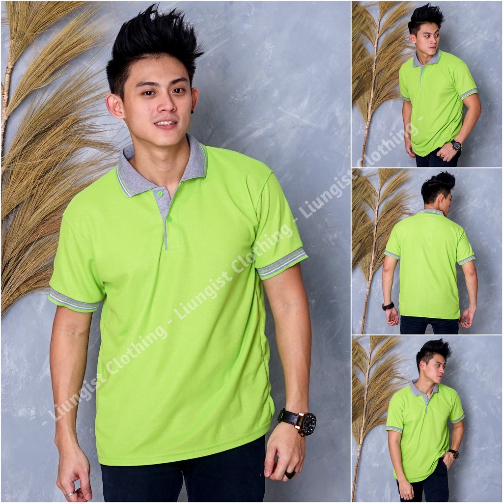 Kaos kerah / kaos polo / poloshirt / polo shirt / Kaos polo Pique Premium Size Besar-Stabilo kerah Abu