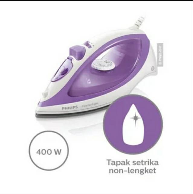 Setrika Uap Philips Feather Light Steam Iron GC1418 Gosokan Uap Philips GC 1418 Garansi Resmi