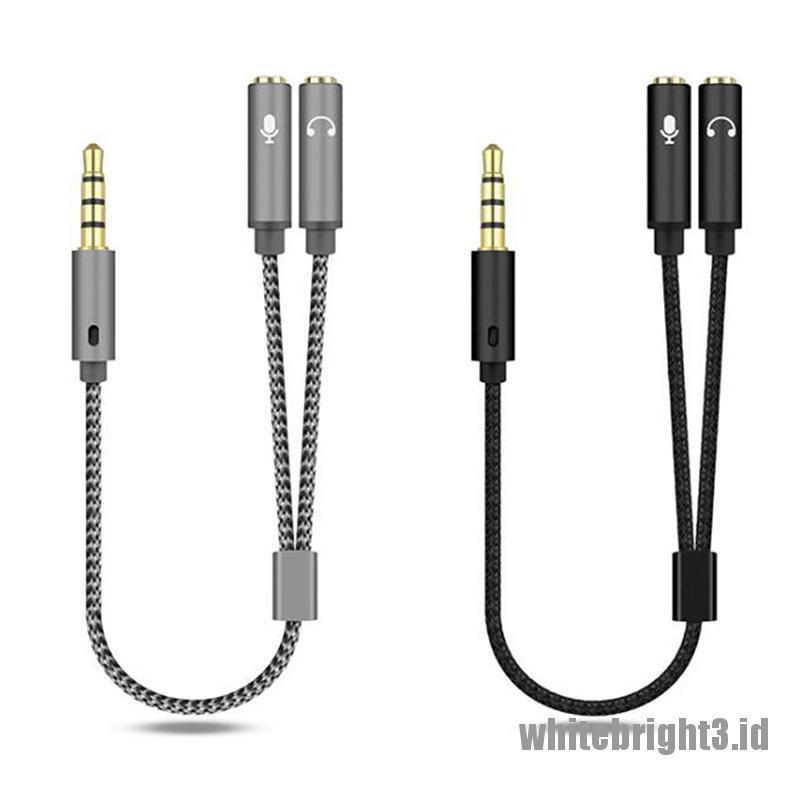 &lt; White3 &gt; Adapter Splitter Jack Audio 3.5mm 1 Male Ke 2 Female Untuk Headphone / Earphone