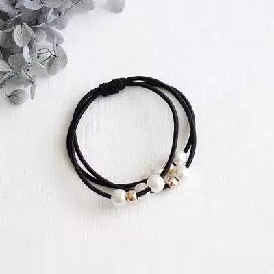 KARET IKAT RAMBUT MUTIARA 1966 WARNA WARNI KARAKTER KOREA JEPIT GULUNG KUCIR MURAH KUNCIRAN CANTIK-HITAM mutiara