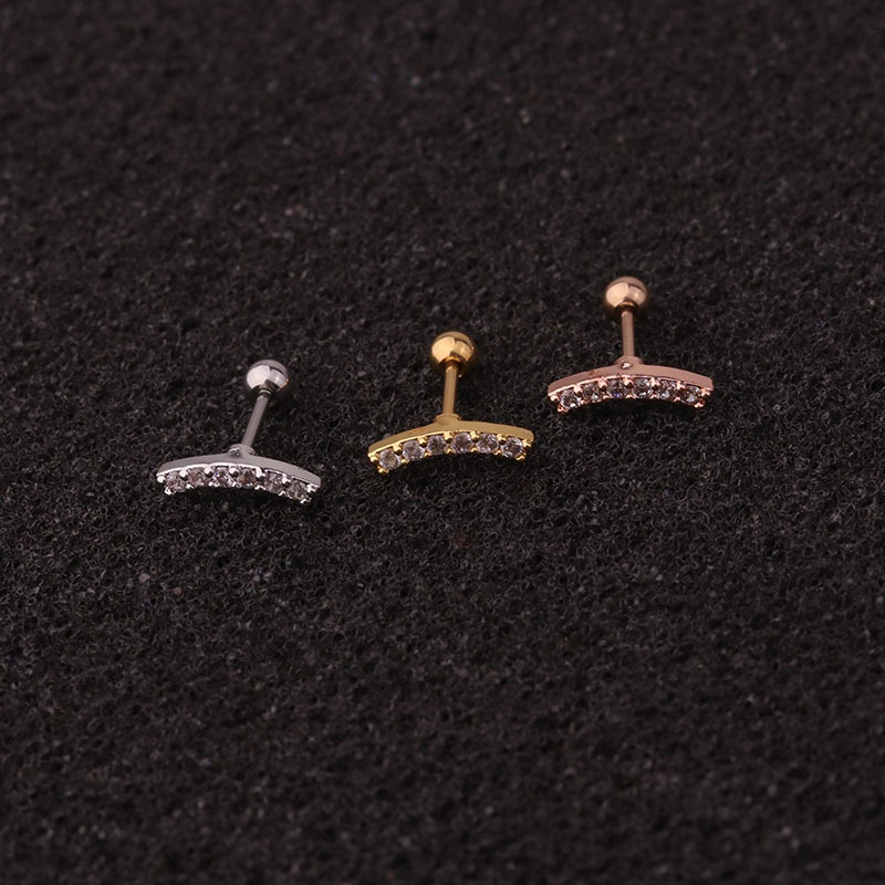 1Pc Flower Moon Star Zircon Cartilage Helix Tragus Conch Rook Lobe Screw Back Earring Stud