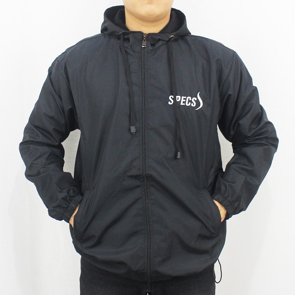 JAKET SPECS PARASUT WINDBREAKER - JAKET OLAH RAGA PRIA - JAKET TRAINING PARASUT SPECS HITAM