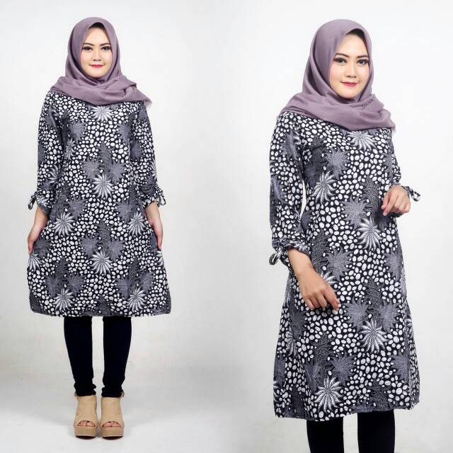 Batik WANITA tunik066 ,lengan pendek Baju cewek.