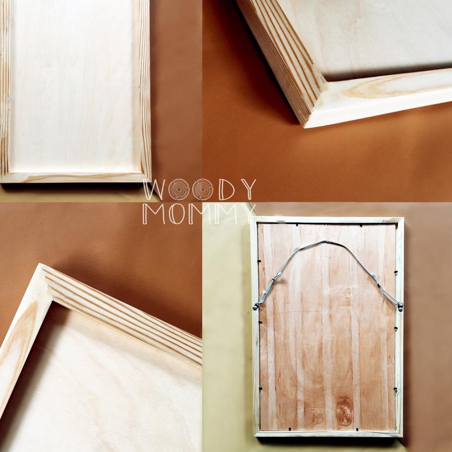 Frame A3+ 32x48 cm A3 plus - Bingkai Kayu Pinus Natural - Pigura Figura Minimalis