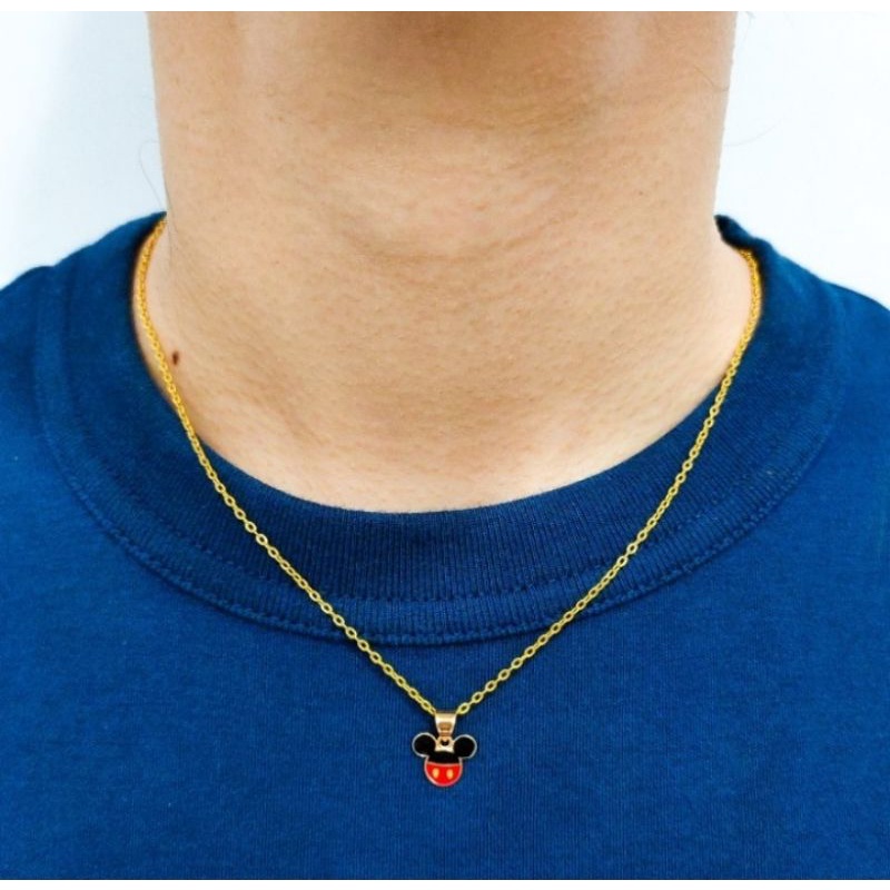 set kalung anak atau dewasa cute model mickey simpel emas asli