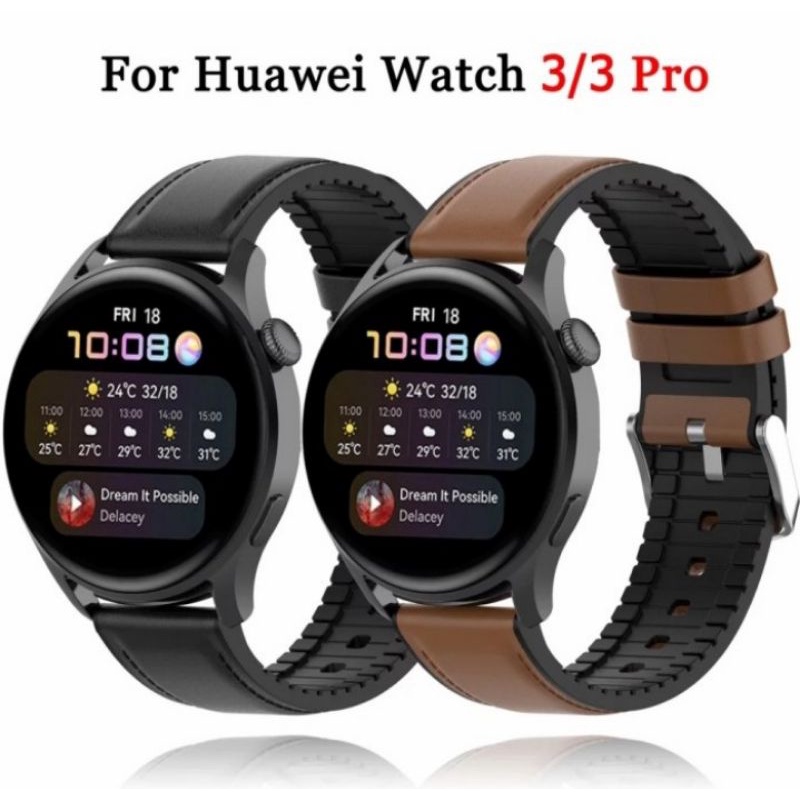 STRAP TALI JAM - HUAWEI WATCH GT3 / GT 3 46MM - STYLE LEATHER RUBBER 22MM SMARTWATCH