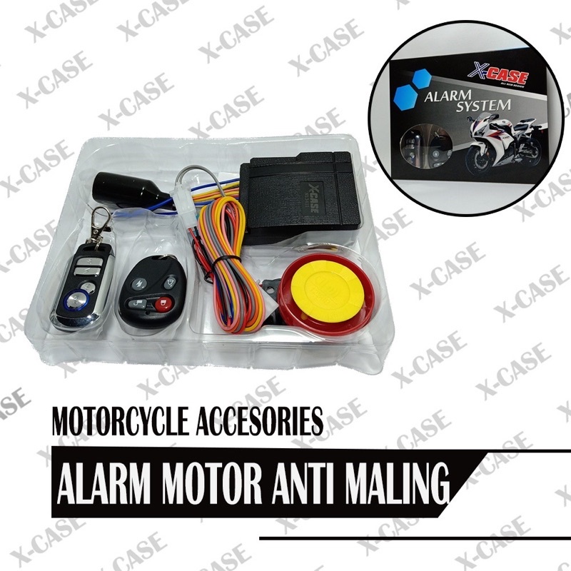 Alarm Motor Anti Maling 2 Remote Bisa Starter Sensor Getar Alarm Kunci Gembok Universal