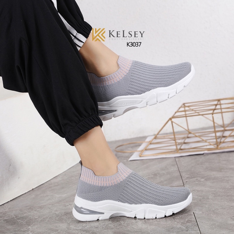 (GRATIS ALAS KAKI) Nicole Sepatu Sneakers Air Boots Wanita 4cm Kelsey / Sepatu FlyKnit Sneakers Wanita K3037