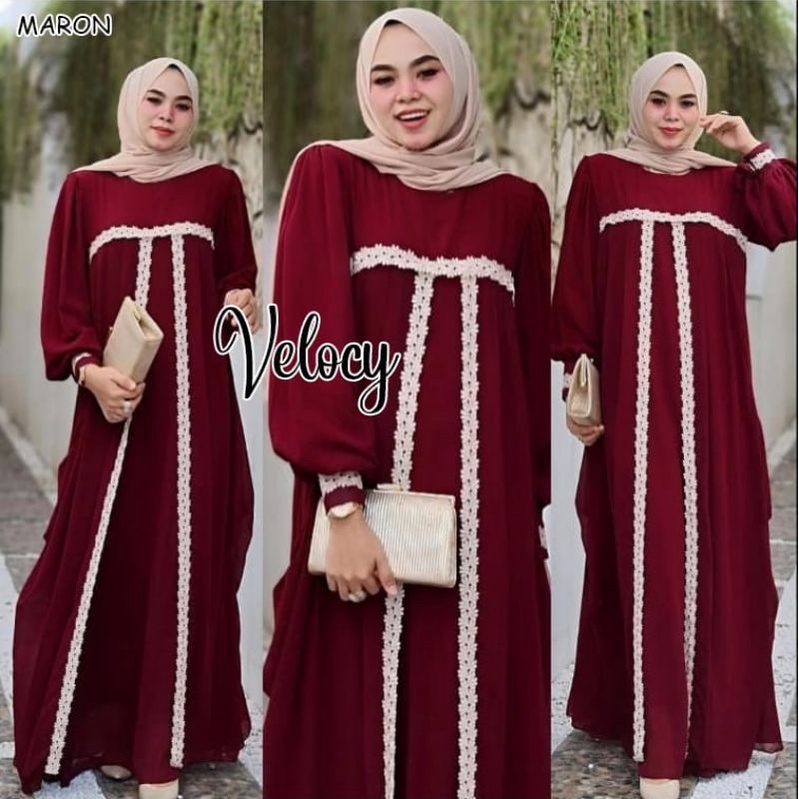 VELOCY gamis pesta mewah gaun walimatul bridemaid seragam lebaran casual gamis