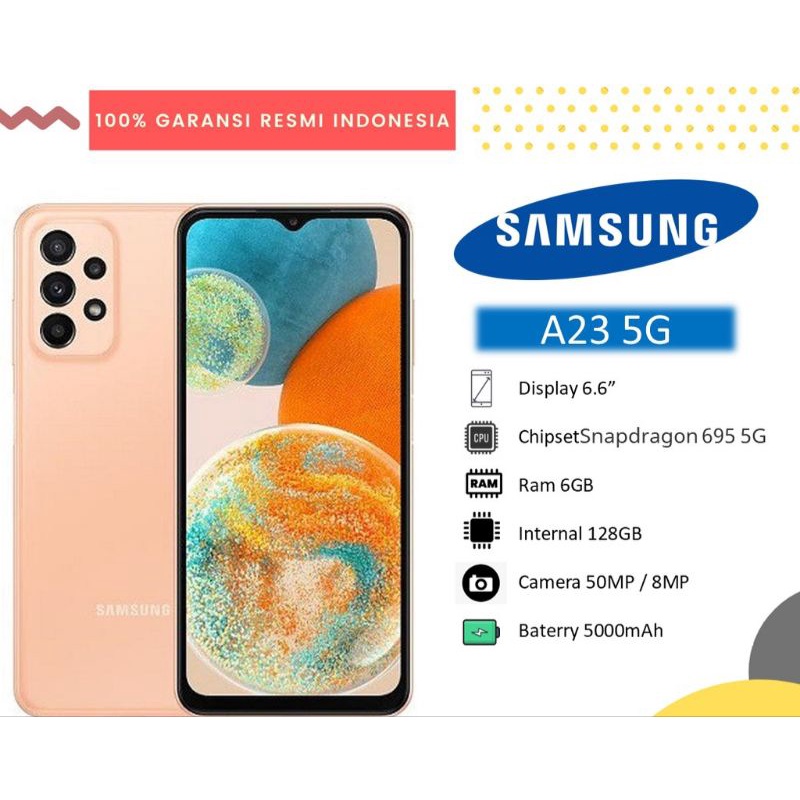 SAMSUNG A23 5G 6+6/128 GB | A23 5G 6+6/128 GB GARANSI RESMI SEIN