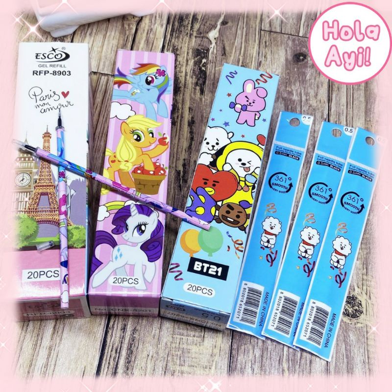 Refill Tinta Pulpen Karakter BT21 Isi Pena Gel BTS Kpop Bolpoin Murah