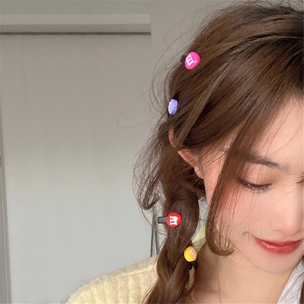 【COD Tangding】10pcs/set Rainbow Candy M Beans Small Hairpin Side Clip INS Korea Lovely Japanese Sweet Girl Fashion Hair Clip