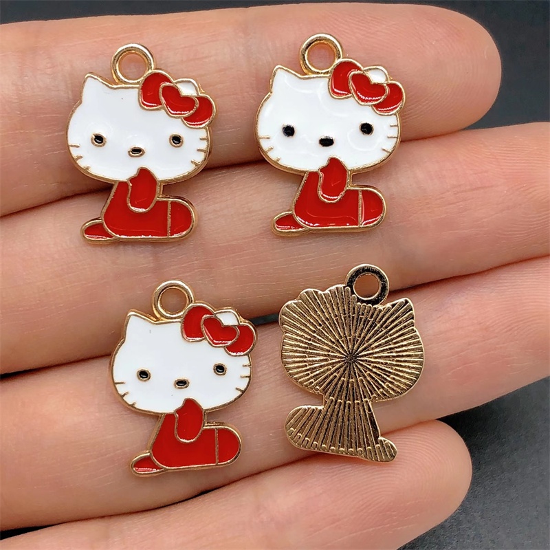 4pcs Liontin Bentuk Kucing Bahan Alloy Untuk Membuat Perhiasan Anting