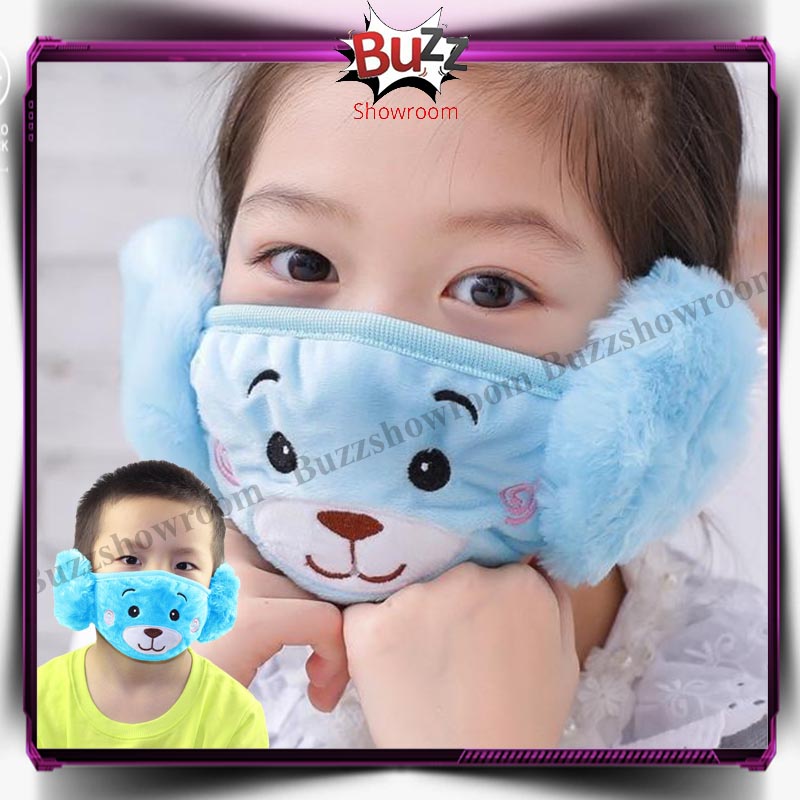 Earmuff mask masker mulut telinga anak import karakter panda winter