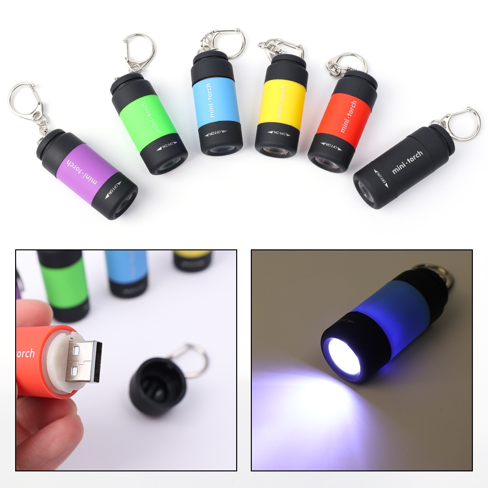 Lampu Senter LED Mini Portable Anti Air USB Rechargeable Untuk Camping / Hiking