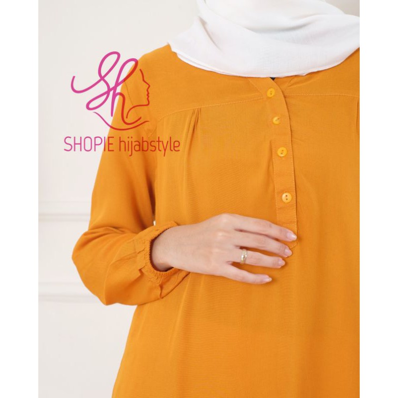Blus Polos Mustard - Blouse Polos Rayon - Kubus - Fathin Basic - Kuning Kunyit - SHOPIE Hijabstyle-3