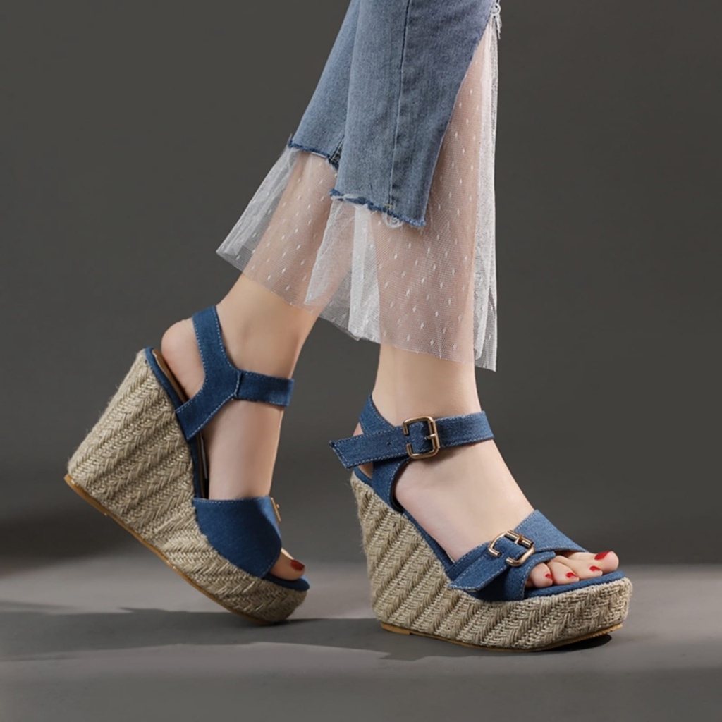 QZ - Diana Sandal Wedges Wanita Cantik Model Terbaru DF 02