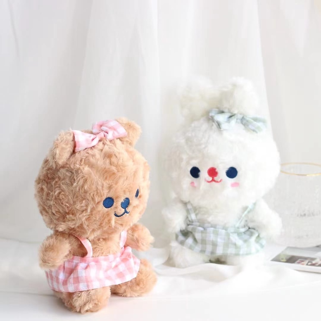 Boneka Bear Pakai Dress Bahan Plush