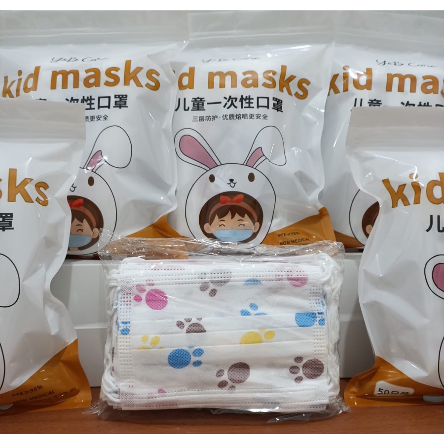 Masker anak 3 ply 3ply Kids Child mask motif Earloop 1box isi 50 Pcs motif Karakter