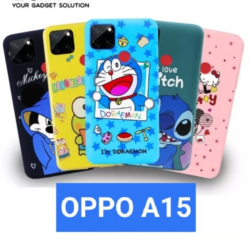 Case Oppo A15 SoftCase Tpu Karakter Doraemon Stitch Mickey