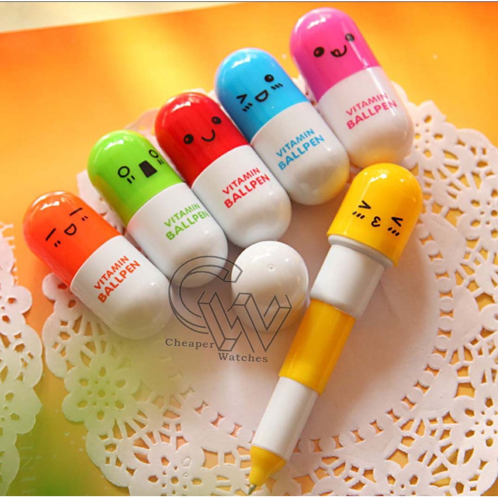 Cheaper-Pulpen Emotion Vitamin Mini Kapsul Pena Souvenir Pena Lucu Unik Vitamin Ballpen