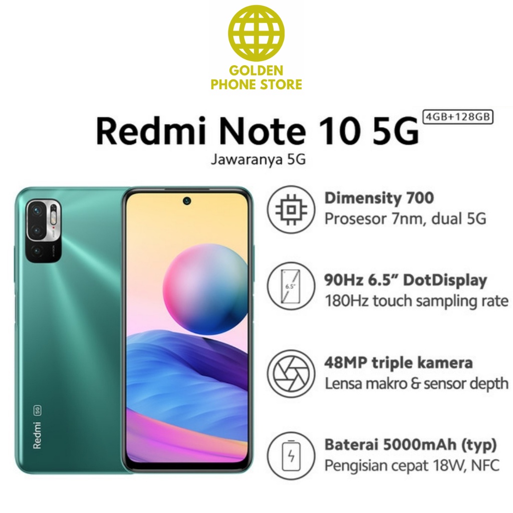 Xiaomi Redmi Note 10 5G (4G/128GB) Dimensity 700, 48MP Triple Kamera, Layar 6.5” 90Hz-1